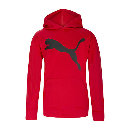 PUMA Big Boys Fleece Hoodie, Large (14-16), Red