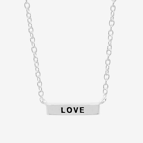 Itsy Bitsy Love Sterling Silver 16 Inch Cable Bar Pendant Necklace