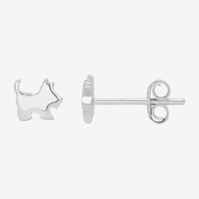 Itsy Bitsy Scottie Dog Sterling Silver 5mm Stud Earrings