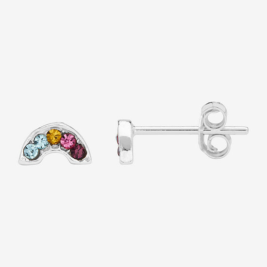 Itsy Bitsy Rainbow Crystal Sterling Silver 3.5mm Stud Earrings