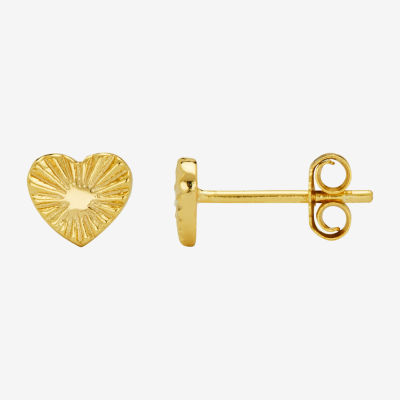 Itsy Bitsy 14K Gold Over Silver 6mm Heart Stud Earrings