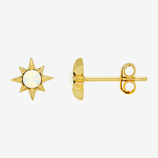 Itsy Bitsy Crystal 14K Gold Over Silver 6.8mm Star Stud Earrings