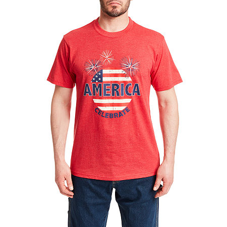 Smiths Workwear Patriotic Mens Crew Neck Short Sleeve Regular Fit Graphic T-Shirt, X-large, Red