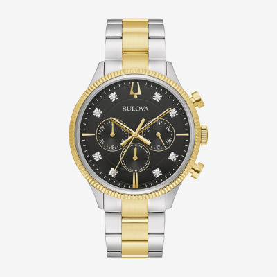 Bulova Classic Mens Chronograph Diamond Accent Two Tone