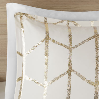 Intelligent Design Khloe Metallic Printed Comforter Set with decorative pillows