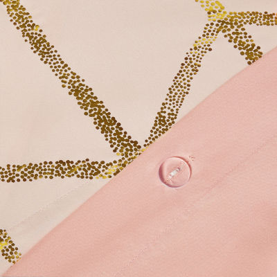 Intelligent Design Khloe Metallic Printed Duvet Cover Set with decorative pillows