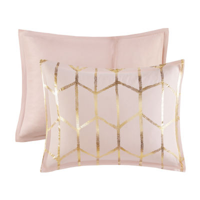 Intelligent Design Khloe Metallic Printed Duvet Cover Set with decorative pillows