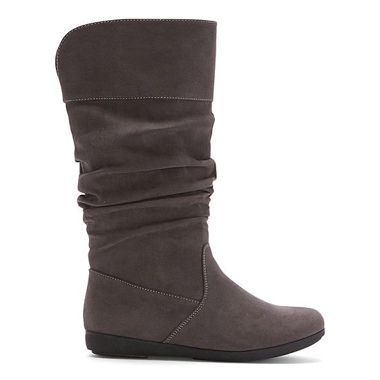 St. John's Bay Womens Kellman Flat Heel Slouch Boots, Color: Grey ...