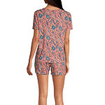Liz Claiborne Womens Short Sleeve 2-pc. Shorts Pajama Set