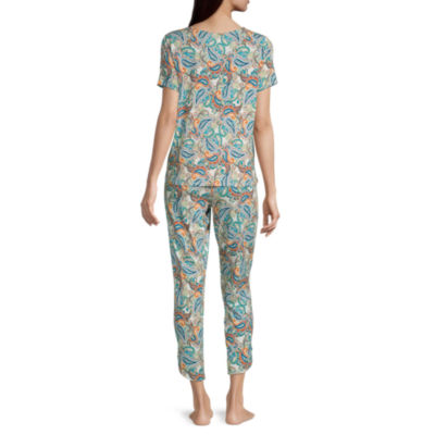 Liz Claiborne Womens V-Neck Short Sleeve 2-pc. Pajama Sets