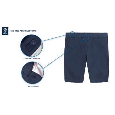 IZOD Little & Big Kid Girls Adaptive Stretch Fabric Adjustable Waist Adjustable Features Easy-on + Easy-off Bermuda Short