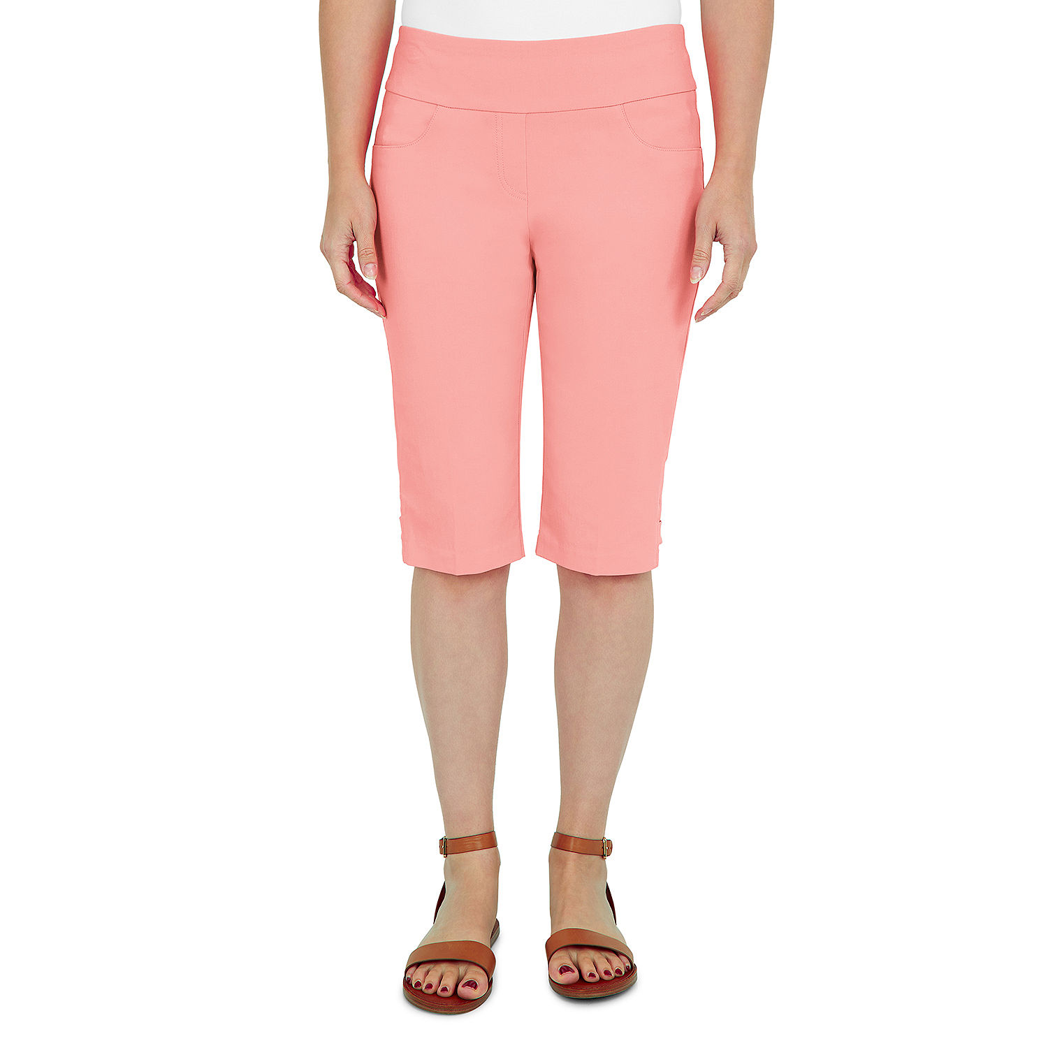 Hearts Of Palm High Rise Capris, Color: Bright Coral - JCPenney