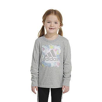 Republiek daarna bestellen adidas Toddler Girls Round Neck Long Sleeve Graphic T-Shirt, Color: Medium  Grey Hthr - JCPenney