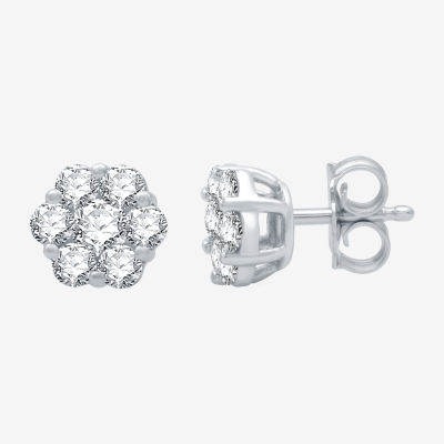 Diamond Blossom (H-I / I1) 1 CT. T.W. Lab Grown White Diamond 10K White Gold 7.9mm Stud Earrings