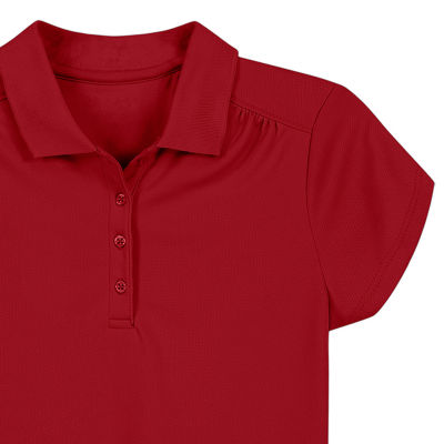 IZOD Performance Mesh Little & Big Kid Girls Short Sleeve Regular Fit Wrinkle Resistant Moisture Wicking Polo Shirt