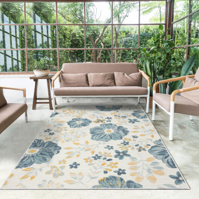 LR Home Bella Floral Indoor Outdoor Rectangular Area Rug