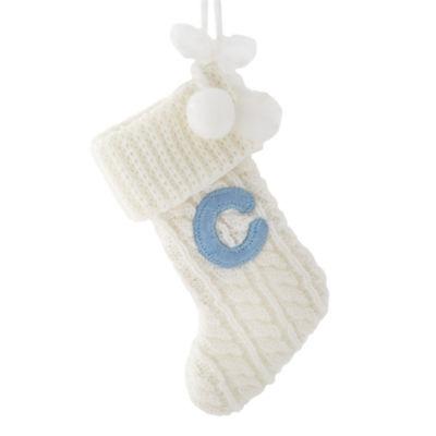 North Pole Trading Co. Artic Sugar Knit Stocking Monogram C Christmas Ornament