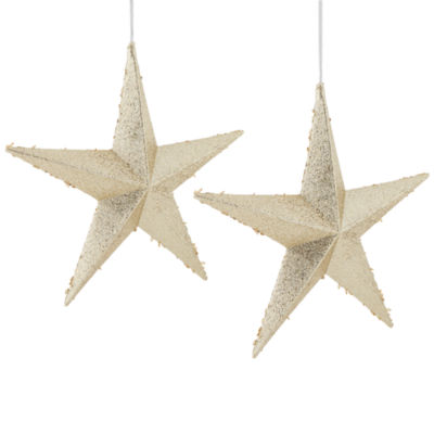 North Pole Trading Co. Glitter Beaded Star Set 2-pc. Christmas Ornament