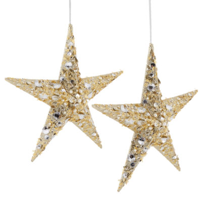 North Pole Trading Co. Glitter Beaded Star Set 2-pc. Christmas Ornament