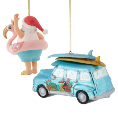 North Pole Trading Co. Santa And Car 2-pc. Christmas Ornament