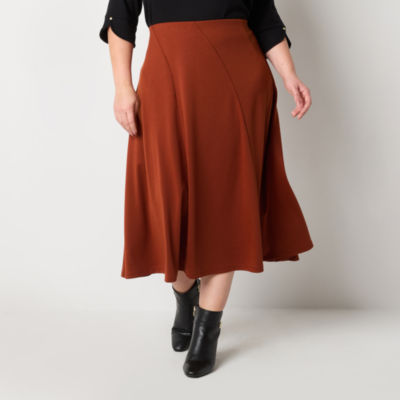 Liz Claiborne Womens Mid Rise Midi Full Skirt-Plus