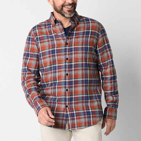 St. John's Bay Mens Classic Fit Long Sleeve Flannel Shirt, Medium, Red