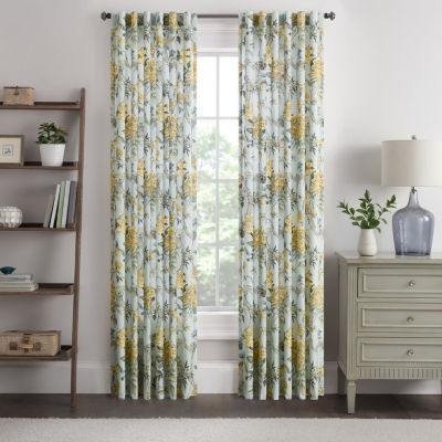 Waverly Mudan Floral Light-Filtering Rod Pocket Set of 2 Curtain Panel