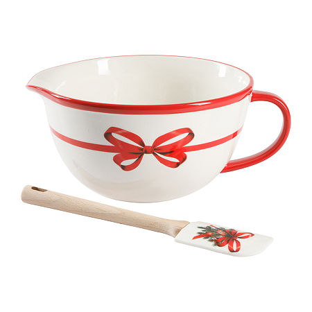 Martha Stewart Festive Bow Batter Bowl With Spatula, One Size, White