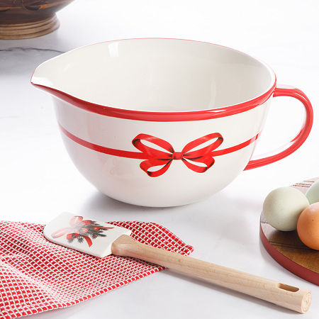 Martha Stewart Festive Bow Batter Bowl With Spatula, One Size, White