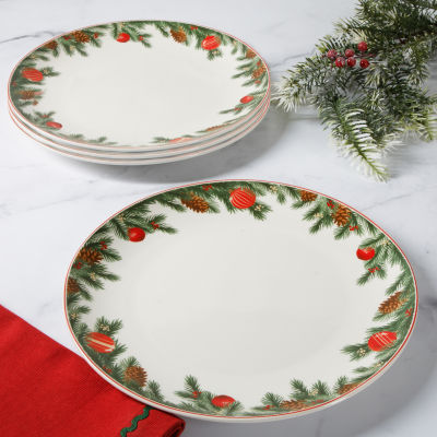 Martha Stewart Festive Bow 4-pc. Dishwasher Safe Ceramic Dinner Plate