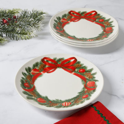 Martha Stewart Festive Bow 4-pc. Ceramic Dessert Plate