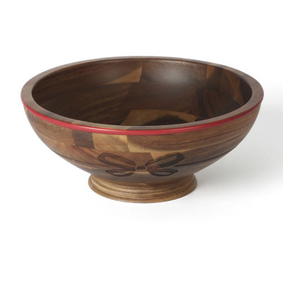 Martha Stewart Festive Bow Wood Serving Bowl