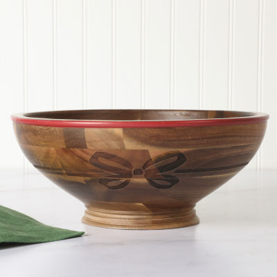 Martha Stewart Festive Bow Wood Serving Bowl