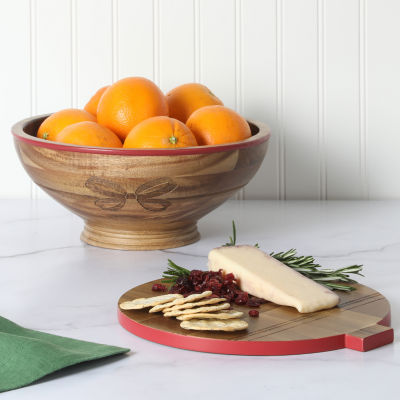 Martha Stewart Festive Bow Wood Serving Bowl