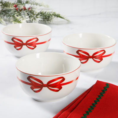 Martha Stewart Festive Bow 3-pc. Ceramic Tidbit Bowls