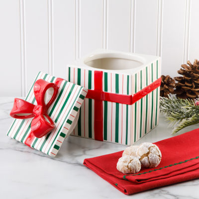 Martha Stewart Festive Bow Ceramic Cookie Jar