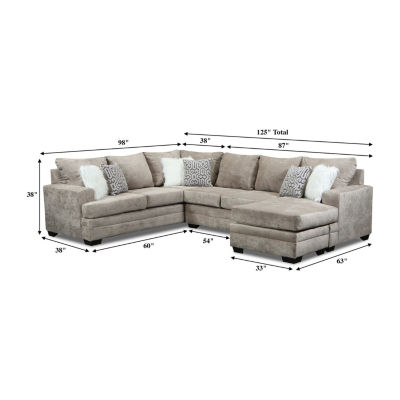 Jodye 3 Piece Chenille Sectional With Ottoman JCPenney