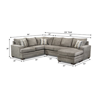 Gabriel 3 Piece Chenille Sectional with Ottoman