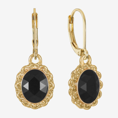 Monet Jewelry Gold Tone Womens Glass Oval Drop Earrings