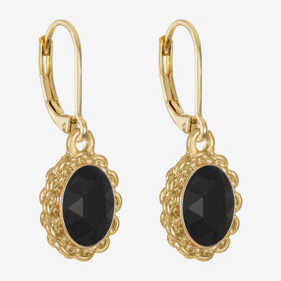 Monet Jewelry Gold Tone Womens Glass Oval Drop Earrings