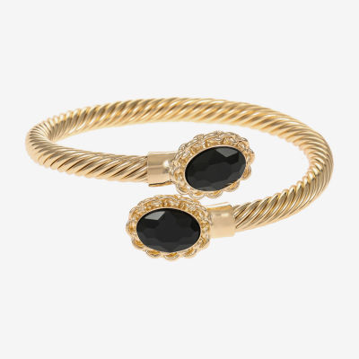 Monet Jewelry Gold Tone Womens Glass Oval Bangle Bracelet
