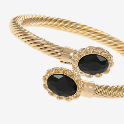 Monet Jewelry Gold Tone Womens Glass Oval Bangle Bracelet