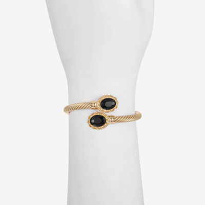 Monet Jewelry Gold Tone Womens Glass Oval Bangle Bracelet