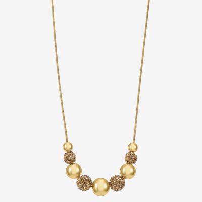 Monet Jewelry Frontal Womens Brown Surgical Steel 17 Inch Collar Necklace