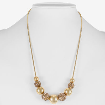 Monet Jewelry Frontal Womens Brown Surgical Steel 17 Inch Collar Necklace