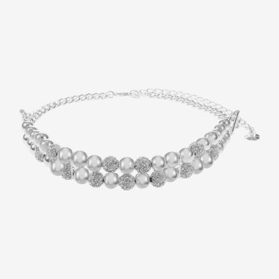 Monet Jewelry Womens Glass Surgical Steel Round 13 Inch Choker Necklace