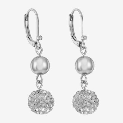 Monet Jewelry Double Beaded Womens Brown Glass Surgical Steel Round Drop Earrings