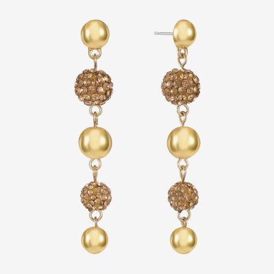 Monet Jewelry Beaded Womens Brown Glass Surgical Steel Round Hypoallergenic Drop Earrings