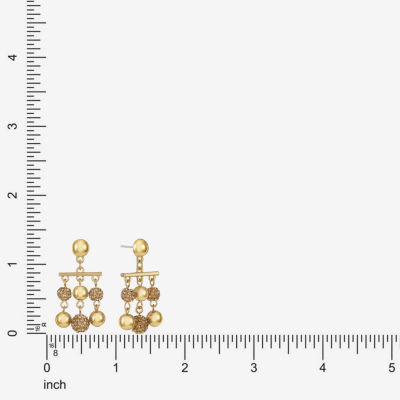 Monet Jewelry Beaded Womens Brown Glass Surgical Steel Round Hypoallergenic Chandelier Earrings