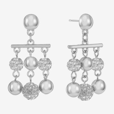 Monet Jewelry Beaded Womens Brown Glass Surgical Steel Round Hypoallergenic Chandelier Earrings